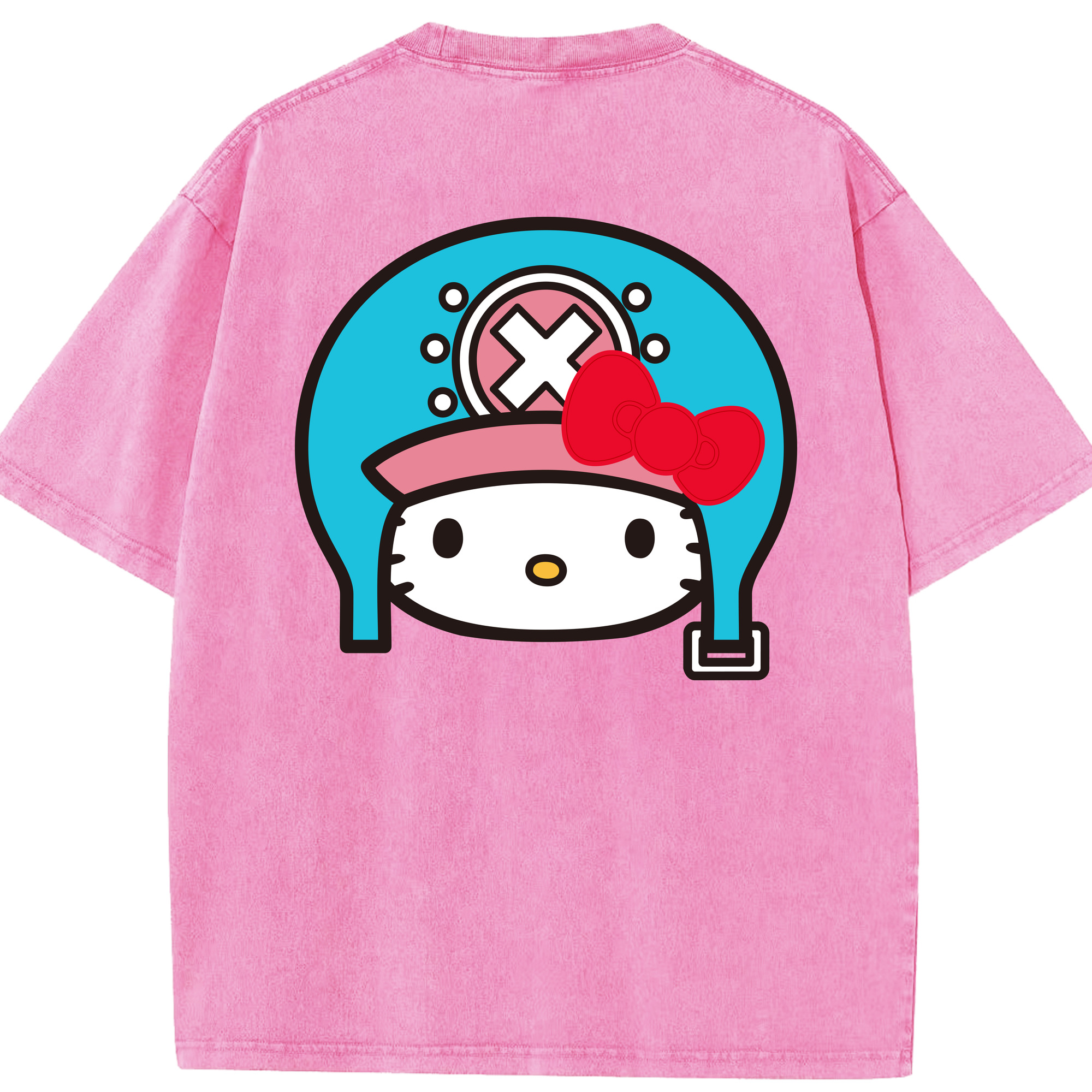 （画像用） Hello Kitty ハローキティ 綿100% ヴィンテージ風 半袖Tシャツ（背面プリント）